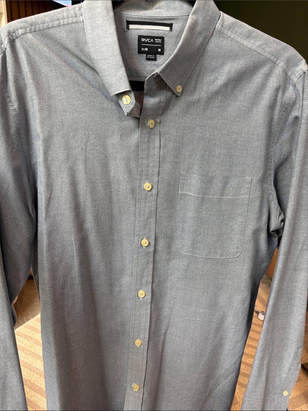 RVCA Men's Button-Down Shirt in Gray
